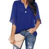 Summer Women's T-shirt Short Sleeve Elegant Casual Solid Color V-neck Chiffon Shirt Women's Tops
