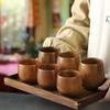 Japanese Style Wooden Teacups Solid Wood To-go Cups Handmade Wooden Water Cups Big Belly Wine Glass
