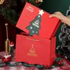 Christmas Gift Box Xmas Eve Red Gift Box with Tree Pattern Presents Wrapping Container for Holiday Decoration