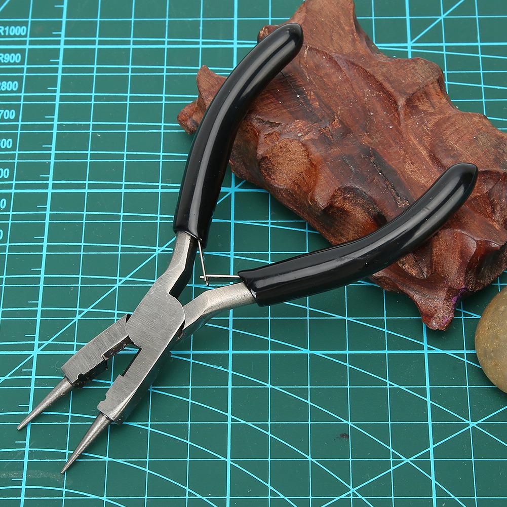 Round Nose Pliers, 2Pcs 4 in 1 Multifunction Hand Tool for Wire Wrapping Jewelry Watch Making Metal Smelting, with Comfortable Cushion Grips