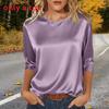 Womens Satin T Shirt With Spliced Design For Casual Wear