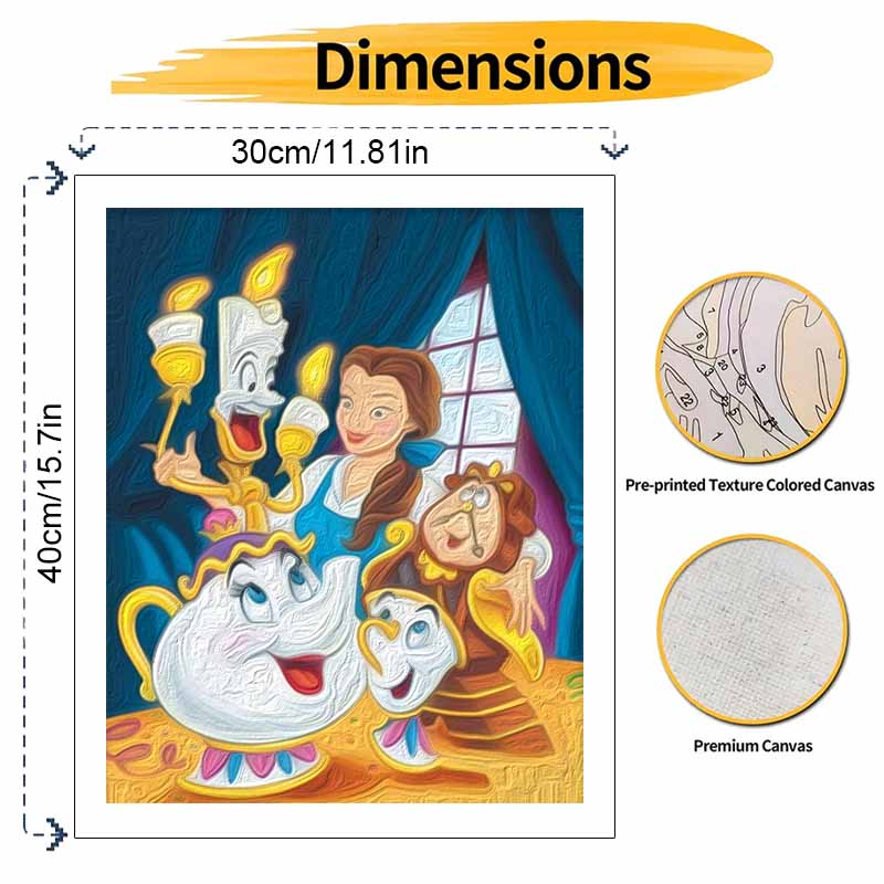 Disney oil painting painting art Beauty and the Beast handmade diy painting home decoration gift