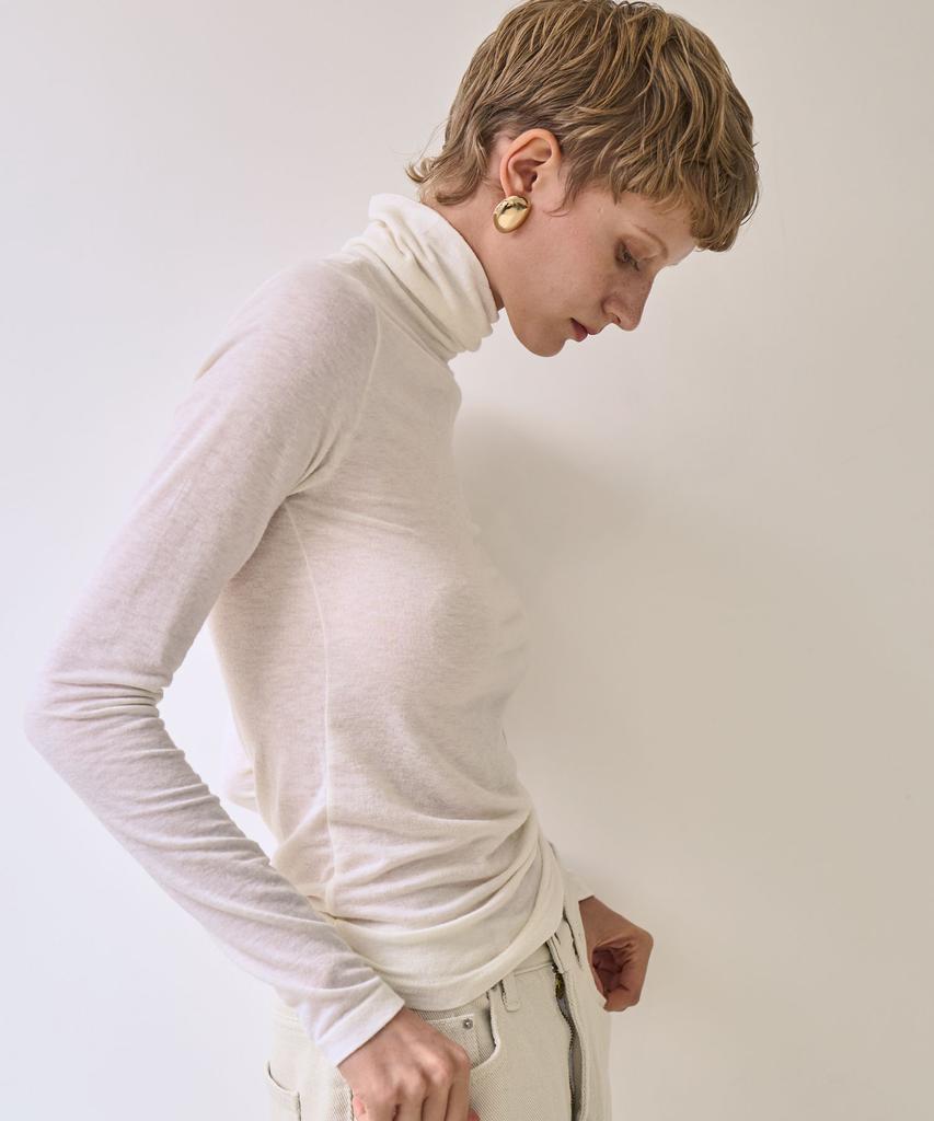 GRIDAJ Wool Turtleneck Top _ Ivory
