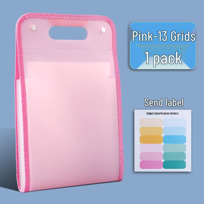 Large Capacity Multilayer A4 Accordion Folder: Clear, Subject-Divided Storage Bag for Students