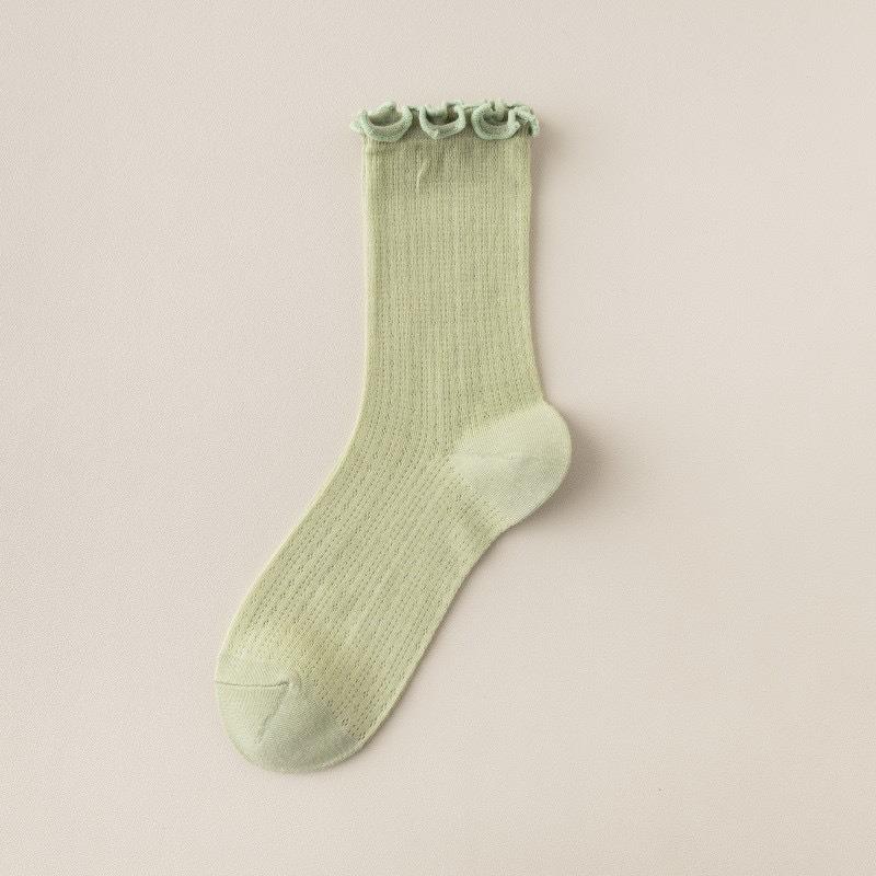 Летние носки для женщин с краями из черного гриба, тонкая сетка, свободные, послеродовые носки с махрой для девушек, хлопковые дышащие носки до середины икры