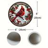 1pc Cardinal and Holly Berry Wreath Sign Christmas Holly Rough Metal Tin Sign Elegant and Noble Bird Decorative Wall Hanging
