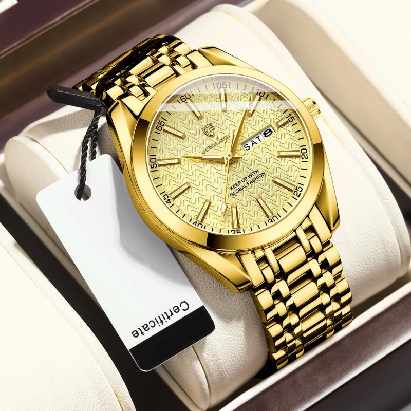 2024 Новые мужские часы, водонепроницаемые светящиеся модные высококлассные часы с календарем, стальной ремешок, изысканные часы с пульсирующей шкалой и циферблатом