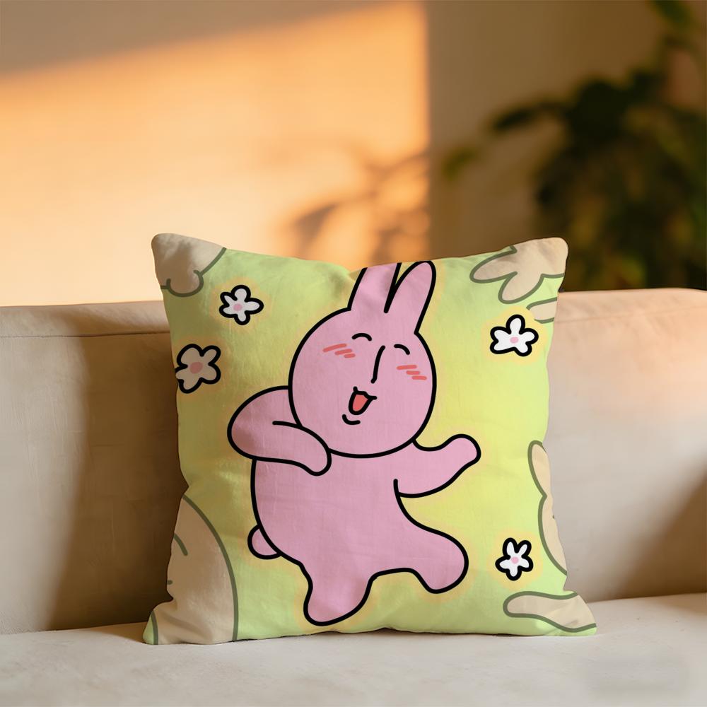 Pink Bunny Cue Cushion Cover Cozy Velvet Throw PillowSoft Warm Cushion For Sofa  Bed