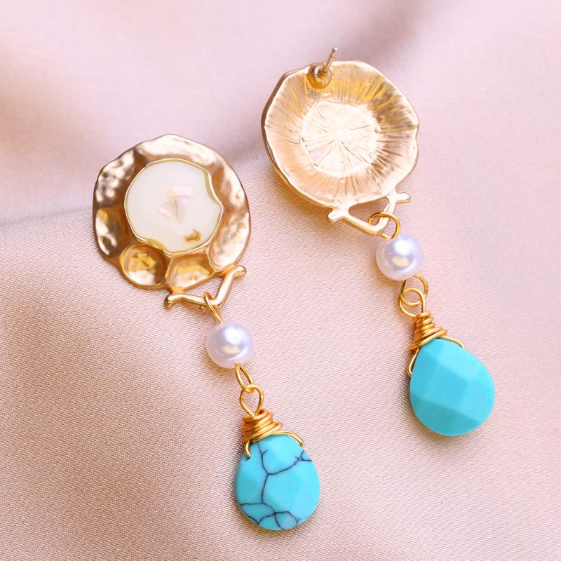 KNIKOO Геометрические длинные серьги для женщин, модные зеленые серьги, ювелирные изделия для свадебной вечеринки, подарки, серьги-капли