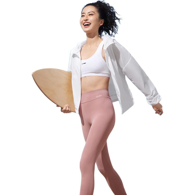 Подкладка Fitness Series UPF 40+ Логотип Pattern Однотонная спортивная куртка с капюшоном для защиты от солнца Женская куртка белого цвета AFDT526-1