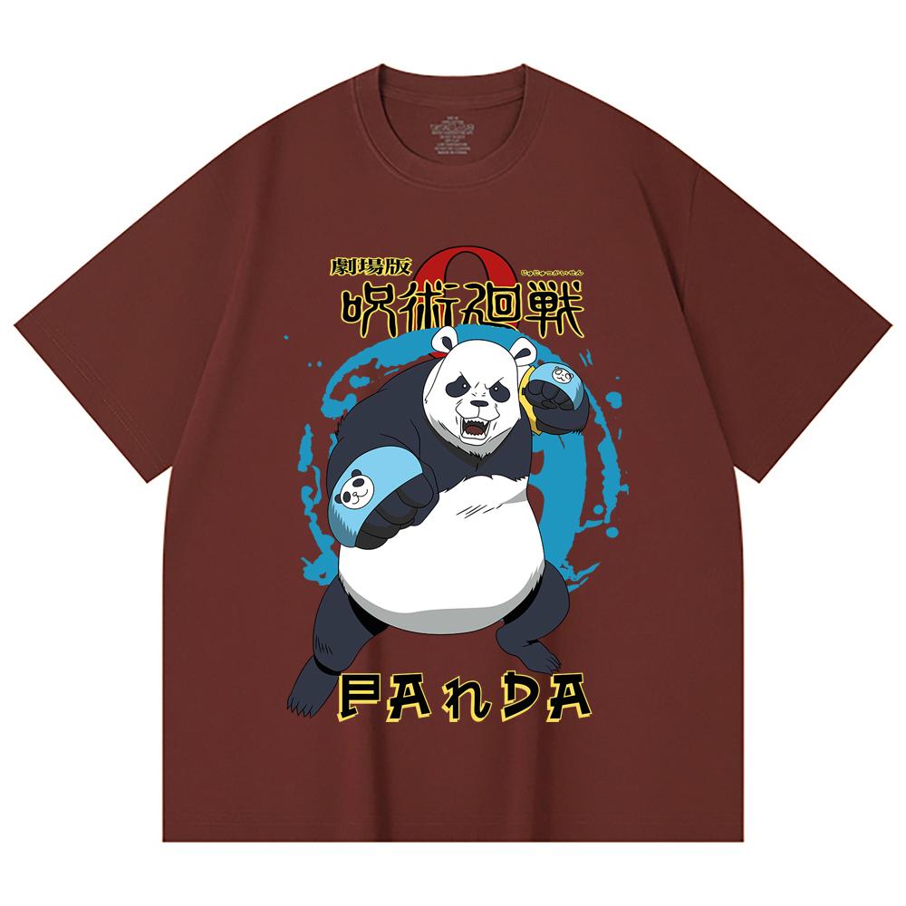 230 Gsm 100% Cotton Jujutsu Kaisen V62 Panda Print Unisex Heavy Cotton T Shirt