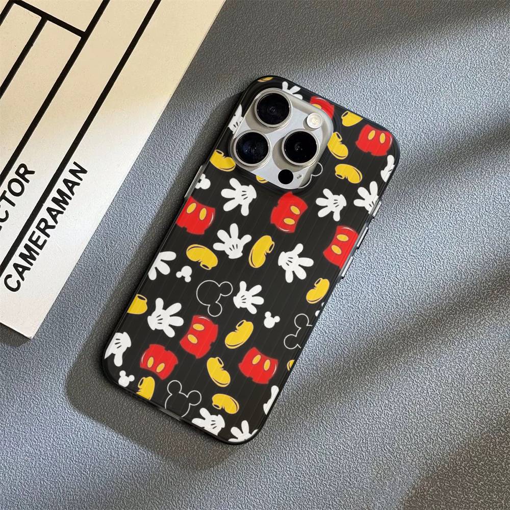 M-Минни M-Микки Для iPhone 16 15 14 13 12 11 17 Pro Max Plus Волна Гофрированный Чехол для Телефона Противоударная Крышка
