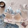 Cute Girls Bras Printed Wireless Push Up Bras Simple Underwear For Girls