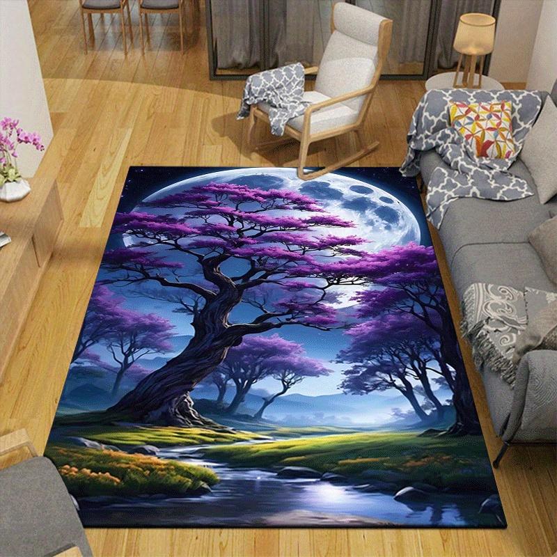 1pc Cherry Blossom Tree Design Indoor Area Rug - Soft, Anti-Slip, and Durable Gaming Room Decor for Bedroom