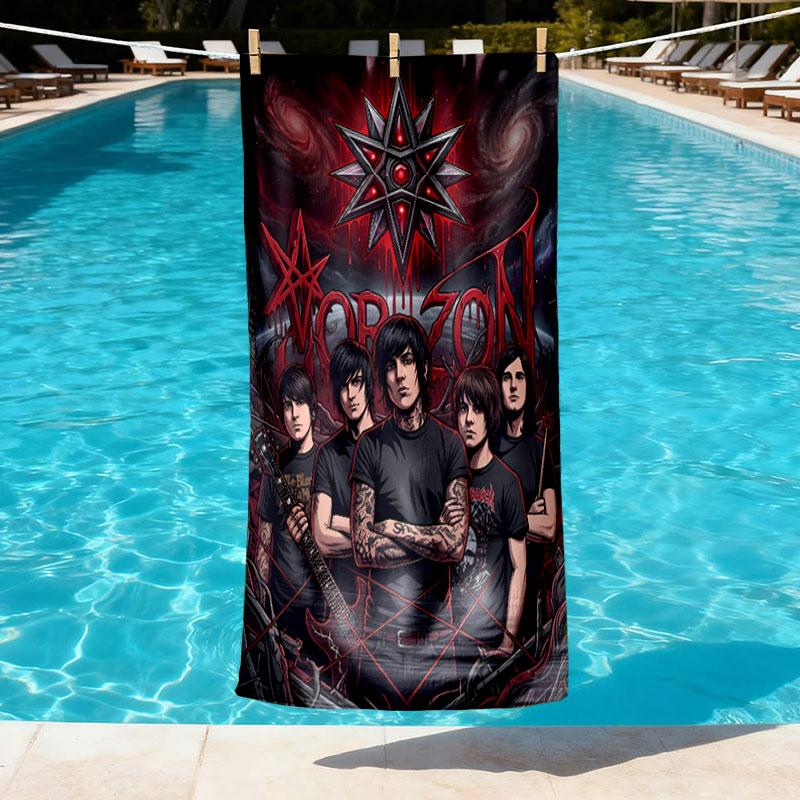 Bring Me the Horizon Print Beach Towel Design, Soft, Lightweight. for Home Bathroom, Spa, Pool, Yoga, Surfing, Camping, Gift for Family, Friend