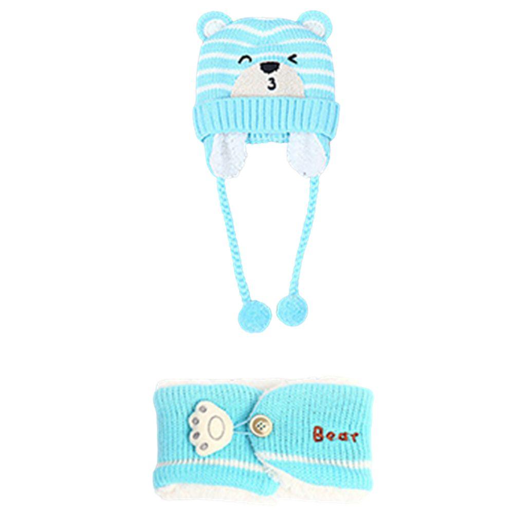 Winter Boys Girl Toddler Baby Baby Beanie Cap Bear Earmuff Neck Scarf Kids Hat Scarf Set