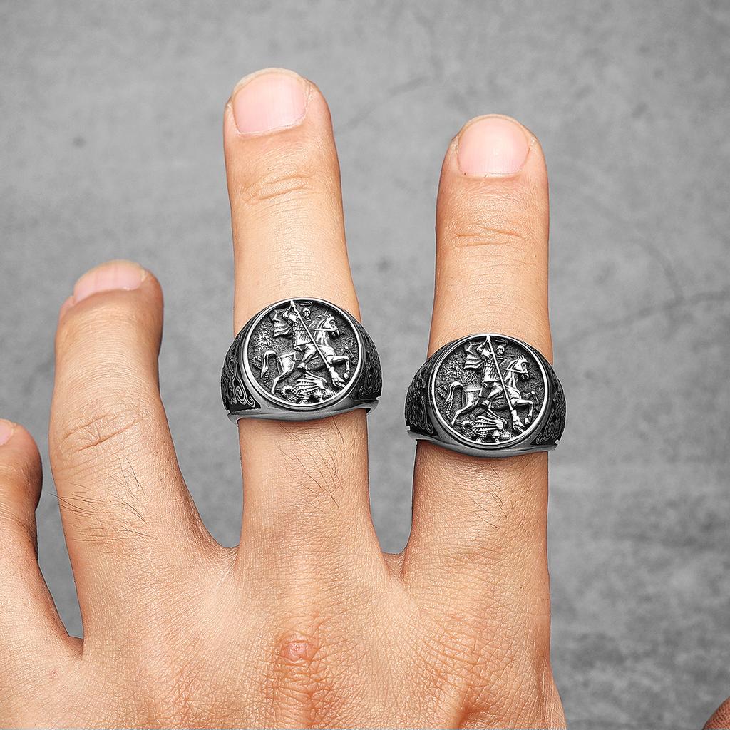Мужские кольца Saint George Slay Dragon из нержавеющей стали в стиле панк-рок, крутые вещи, модные аксессуары, ювелирные изделия для женщин, подарок