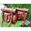 Leather Motorcycle Saddle Bags Two Brown Leather Side Pouch Panniers Real Goat