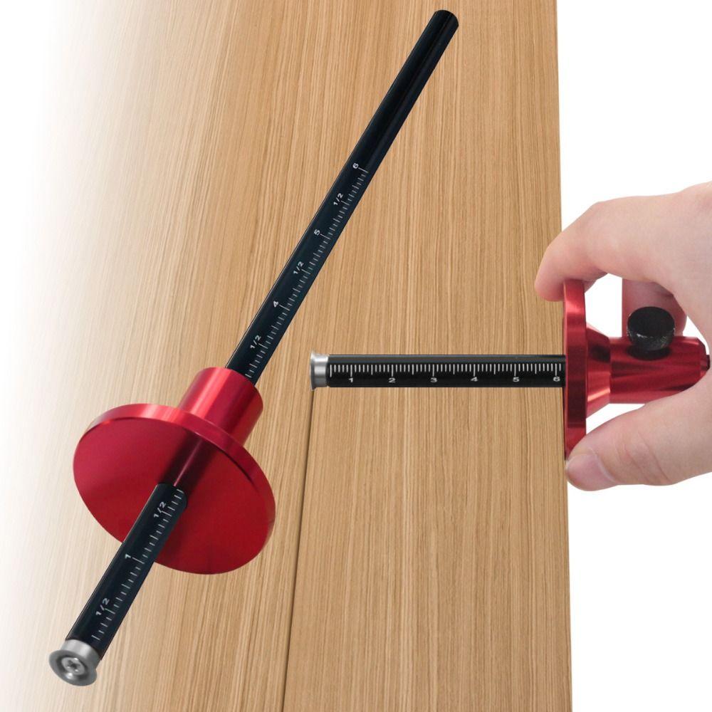 With Inch & MM Scale Wheel Marking Gauge Parallel Line Drawing Adjustable Wood Marking Tools Aluminum Alloy Mortise Measuring