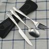 Многоразовый набор столовых приборов для путешествий с сумкой, портативный набор столовых приборов для кемпинга, пикников, офиса, легкая ложка, вилка, резак, посуда