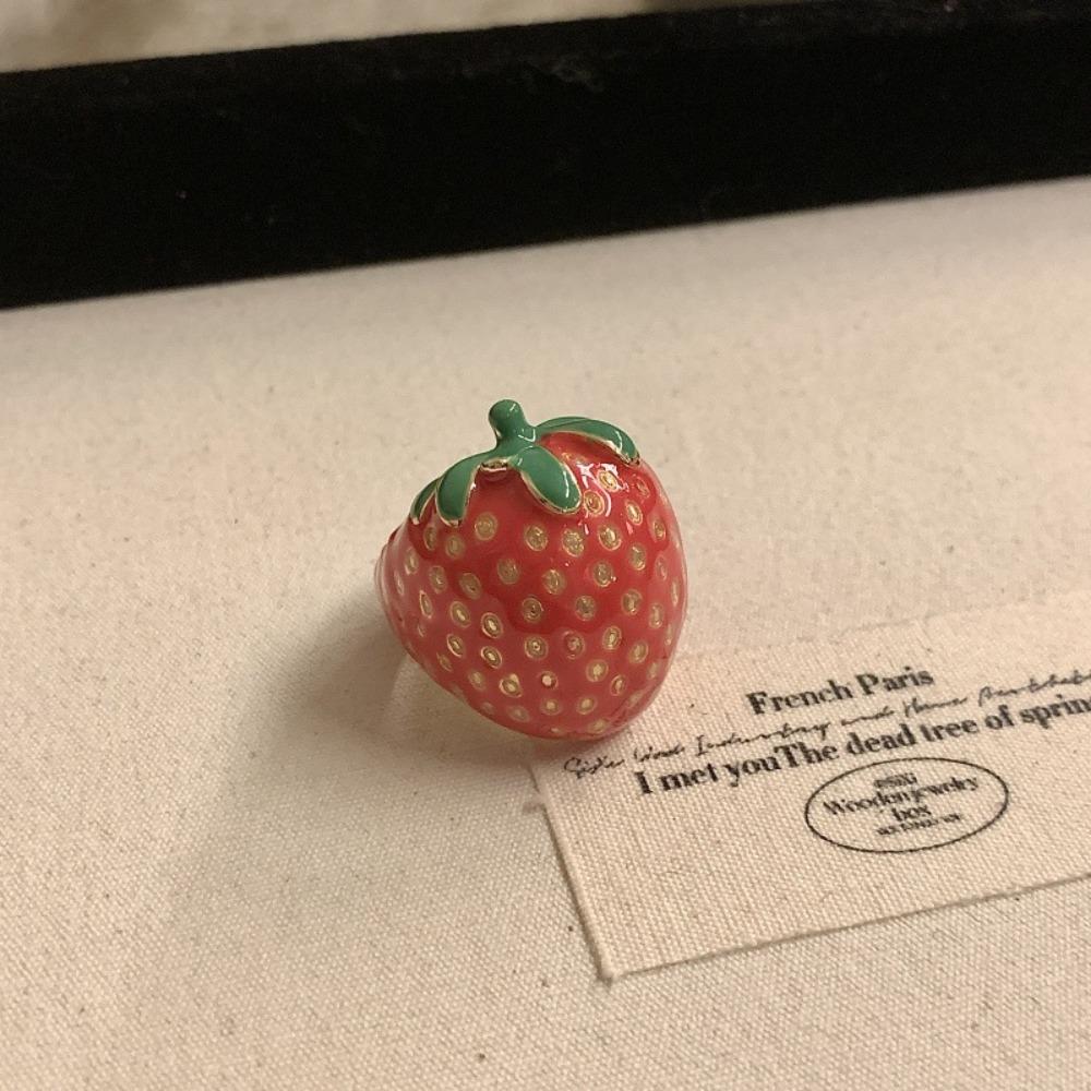 Geometric Insect Drip Oil Ring Korean Style Chunky Enamel Ring Personality Enamel Fruit Ring  Gift