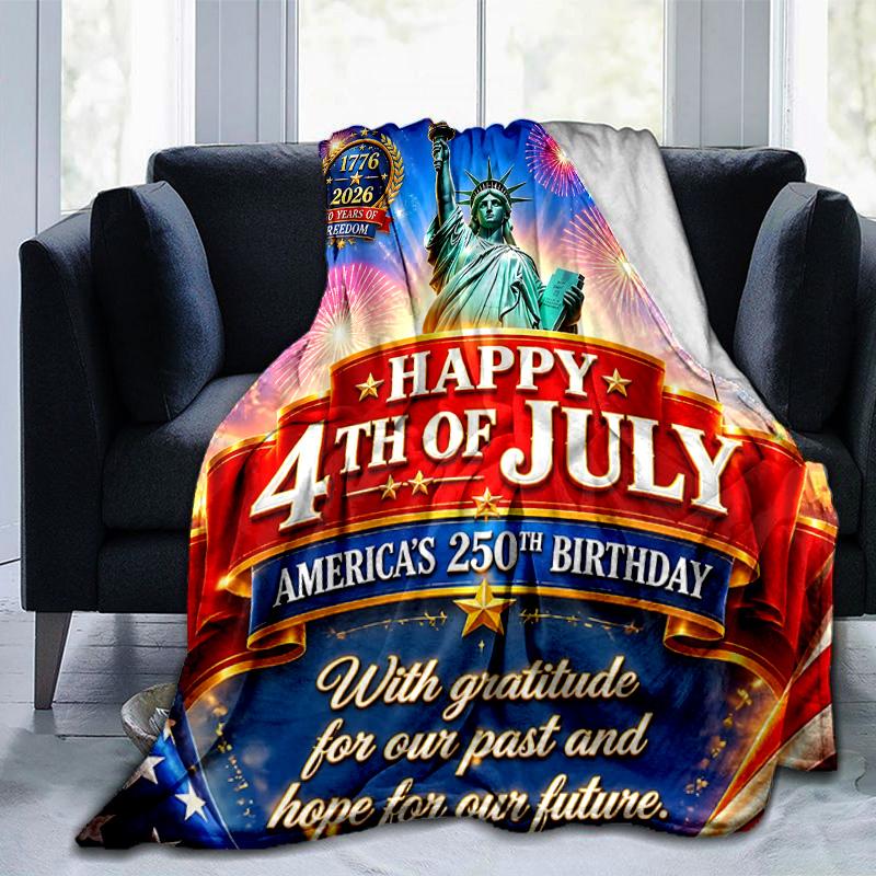 1pc Independence Day Celebration Flannel Blanket Soft Warm Throw Blanket for Bedroom Living Room Bed Travel Camping Picnic Gift. MT7160123