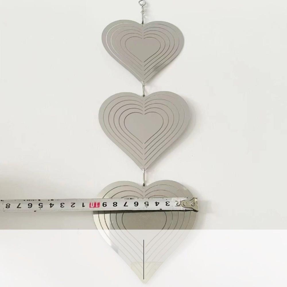 Reflective Surface 3D Metal Heart Double-Sided Wind Spinner Heart Wind Chime Garden Hanging