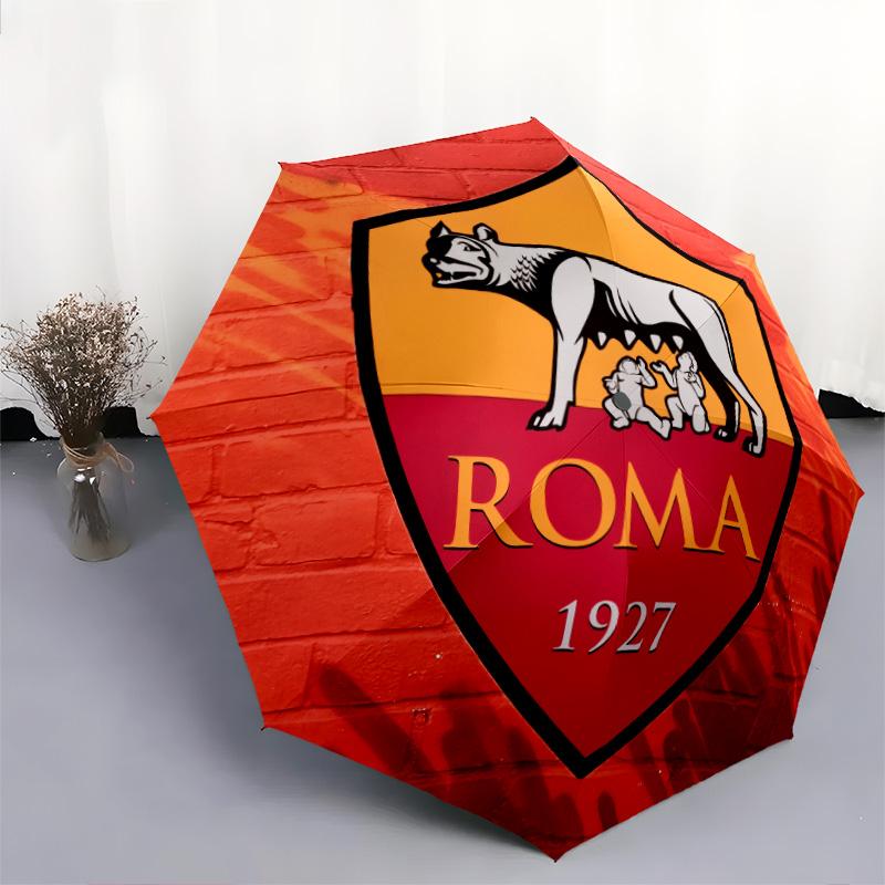 Зонт-автомат с узором AS Roma, портативный и складной дизайн, 8 спиц, рождественский или день рождения.