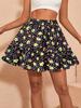 Rose Beauty A Базовые юбки Женские шорты Мини эластичные плиссированные юбки Леопардовый принт Оборка по низу A Расклешенная юбка