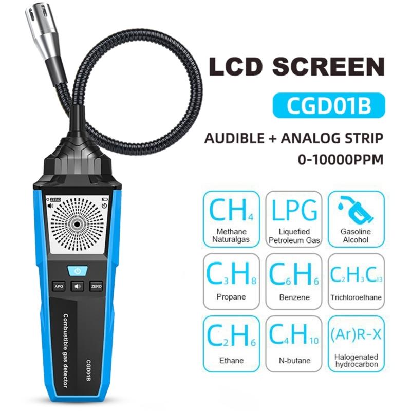 Портативный анализатор утечки горючего природного газа, точное обнаружение с помощью звукового и светового сигнала