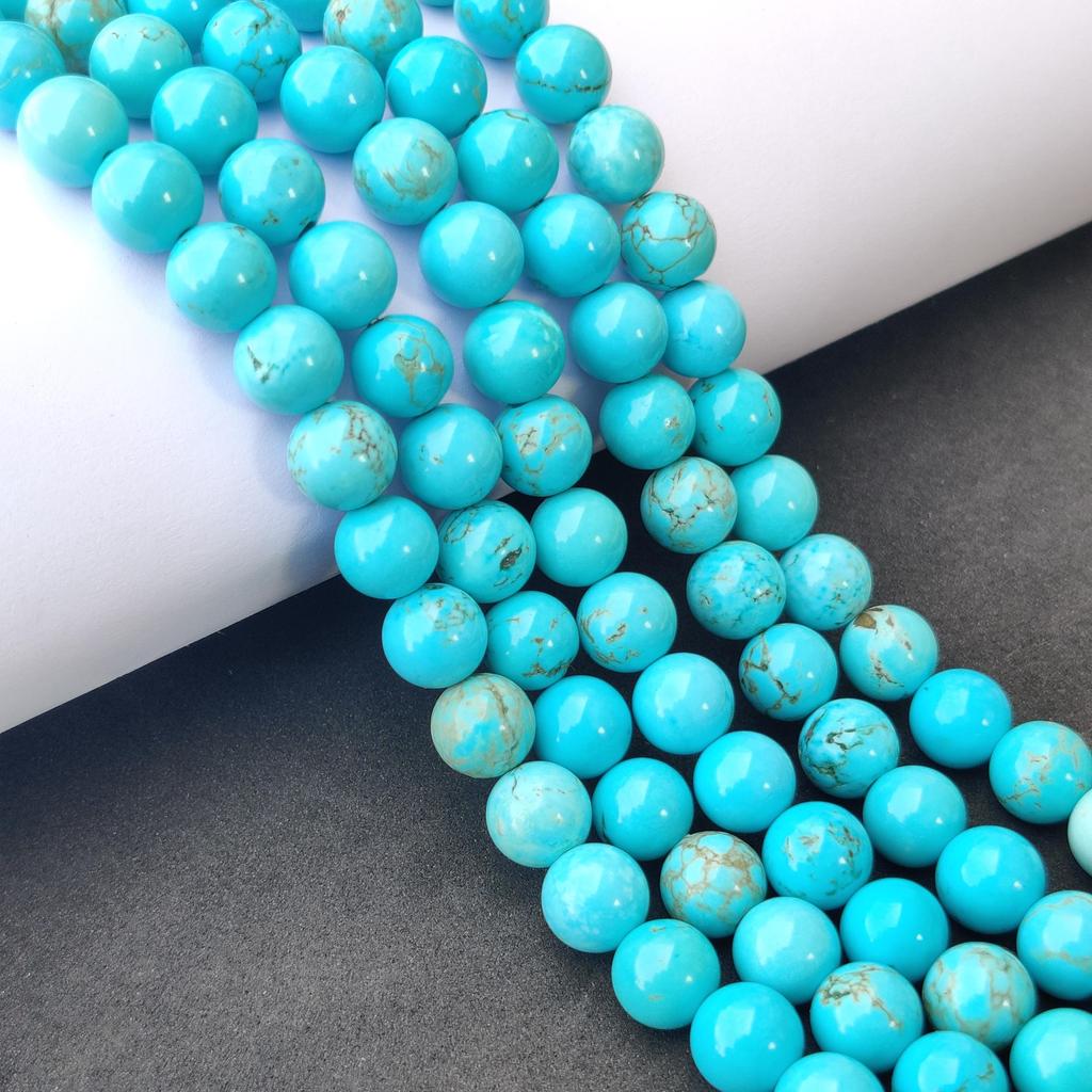 Красивые мятно-голубые магнезитовые бирюзовые бусины, круглые каменные бусины, свободные бусины, бусины размером 6 мм, 8 мм, 10 мм, нити бусинок длиной 14-15 дюймов.