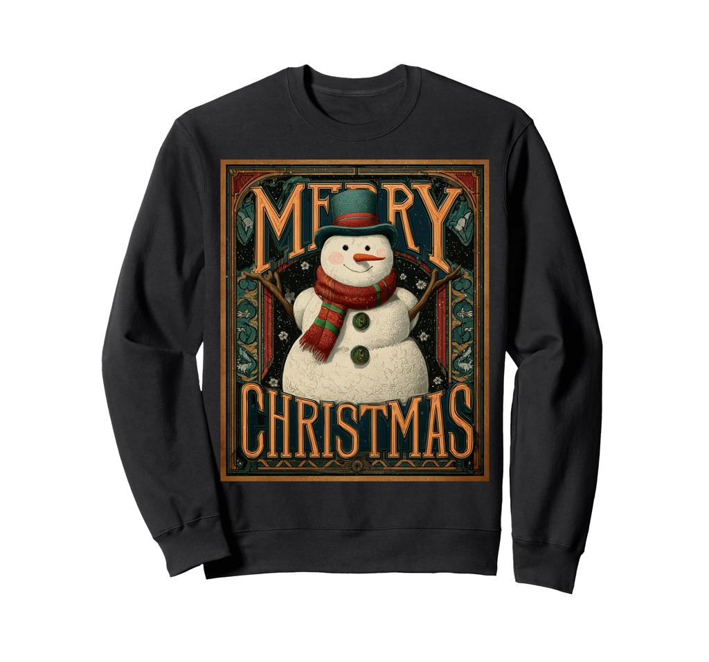 Snowman Vintage Retro Art Deco Christmas Sweatshirt