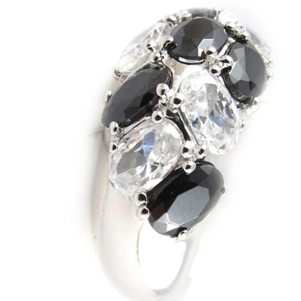 Silver Ring 'Castafiore' Black White (rhodium) - 10 Mm