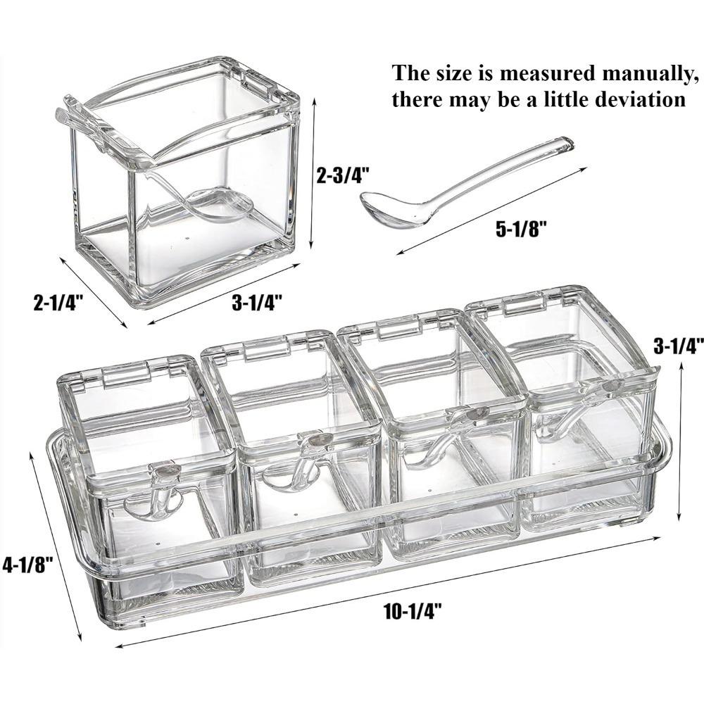 Набор емкостей для приправ 1 шт. Бутылка для приправ с крышкой и ложкой Прозрачный кристальный контейнер для хранения приправ Кухонный инструмент для приправ