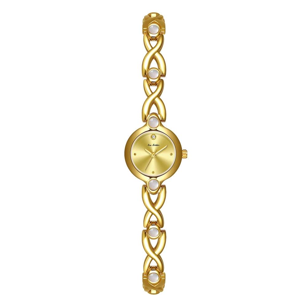 BS Bee Sister Ladies Small Gold Watch Elegant Quartz Vintage Woman Watches Luxury Waterproof Fashionable Wristwatch Gifts