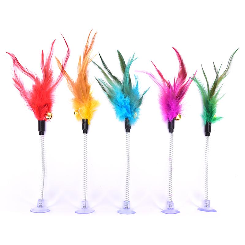 Feather Cat Toys Feather Funny Cat Shape False Products Bottom Sucker Elastic
