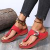 Large Size Toe Sandals Women's Spring New Round Head Hollow Metal Buckle Slope Heel Outer Slippers