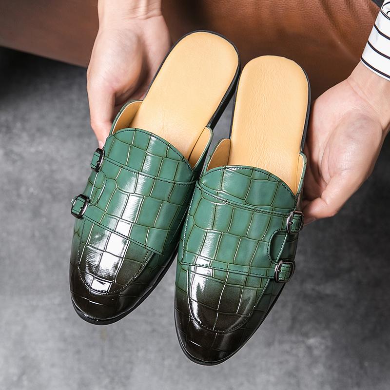 Мужские зеленые белые полушлепанцы для вождения, туфли-монки, мужские повседневные мюли, мокасины, дышащие лоферы, Zapatos Hombre