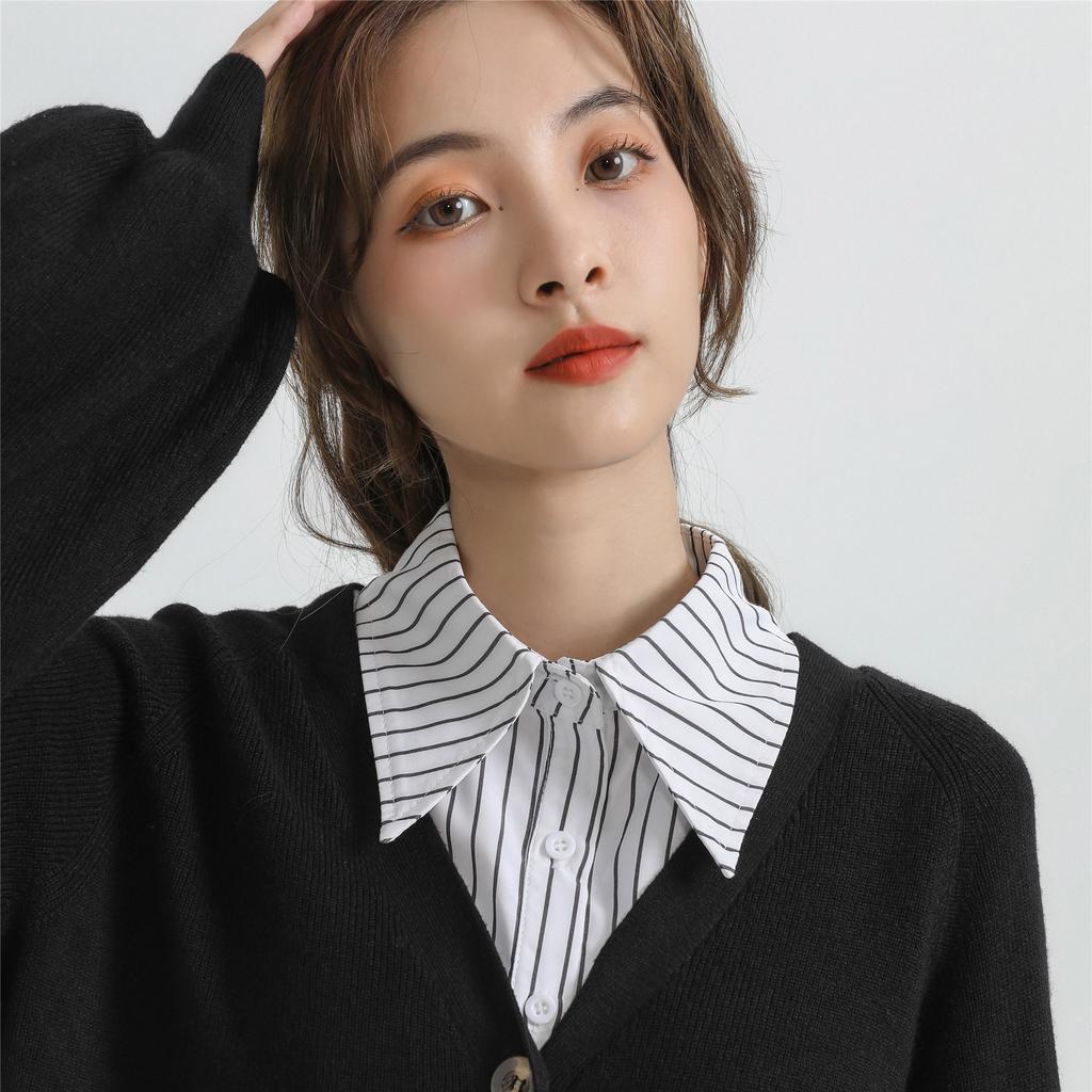 Полосатая рубашка Съемные воротники для женщин Белая блузка с лацканами Топы Дамское ожерелье с лацканами Накладной воротник Декоративная одежда