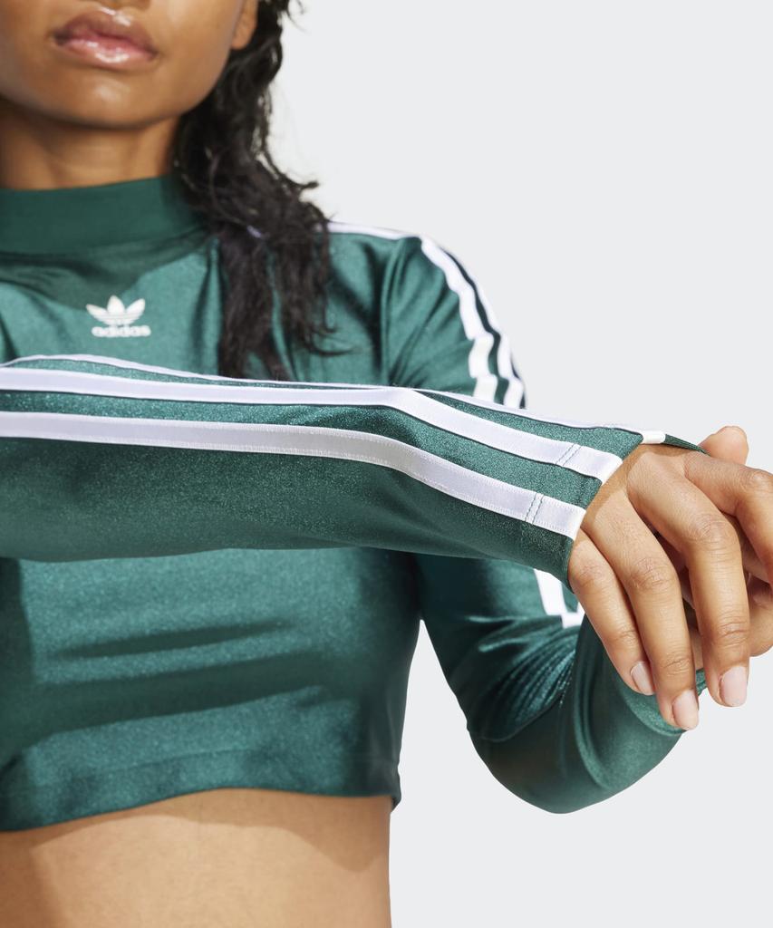 adidas Укороченная футболка с длинным рукавом 3S - Зеленый / Ir8136