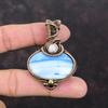 Owyhee Подвеска с синим опалом, медная проволока, кулон, ювелирные изделия ручной работы, кулон с драгоценным камнем, удивительный медный ювелирный подарок для нее, кулон с лунным камнем