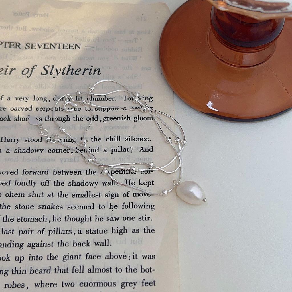 Ожерелье из стерлингового серебра 925 пробы с натуральным жемчугом в стиле барокко для женщин, новая минималистичная и стильная цепочка на шею