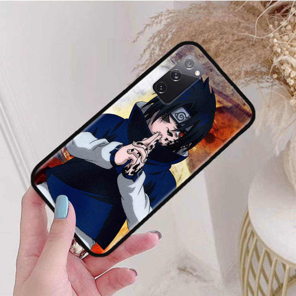 Черный чехол для iPhone 16 15 Plus 14 13 12 11 Pro 8 6 SE XR XS Max P30 Nova 5T Y5P Y6 Y7 Y8P Y9 Realme C30 C33 C31 W-80 Наруто Учиха Саске