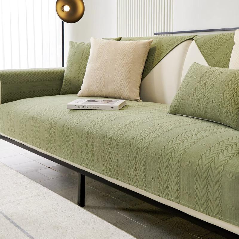 Современная простая диванная подушка Four Seasons, универсальный стиль, крутой стиль, зеленый чехол для дивана из синели, нескользящий однотонный чехол для седла