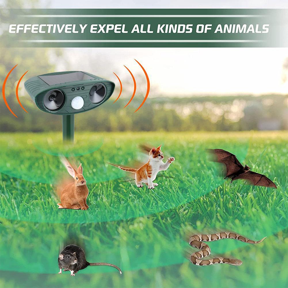 Ультразвуковой отпугиватель кошек и собак для улицы, на солнечной батарее, перезаряжаемый, садовый отпугиватель, отпугиватель кошек, водонепроницаемый отпугиватель животных