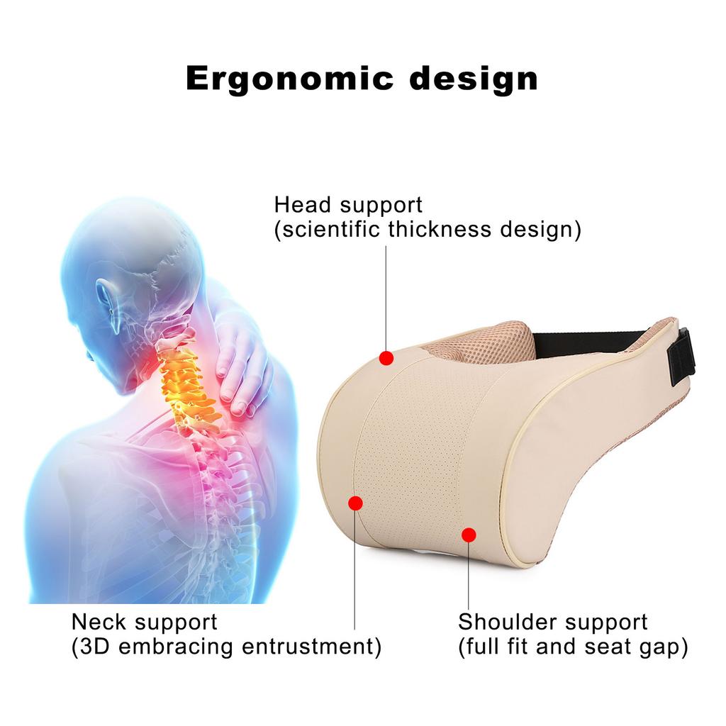 PU Leather Auto Car Neck Pillow Memory Foam Filling Neck Rest Seat Headrest Pillow Support Solution For Kids And Adults