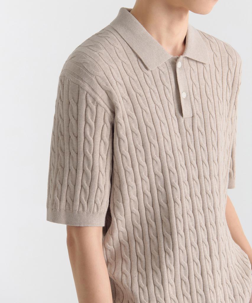 MUSINSA STANDARD Cable Knitted Polo Shirt [Oatmeal]
