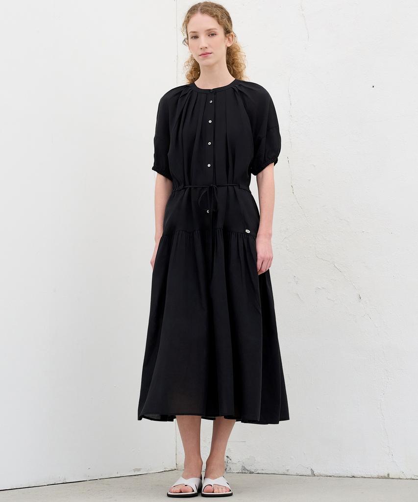 Mite Flare Pin-Tuck Dress_Black