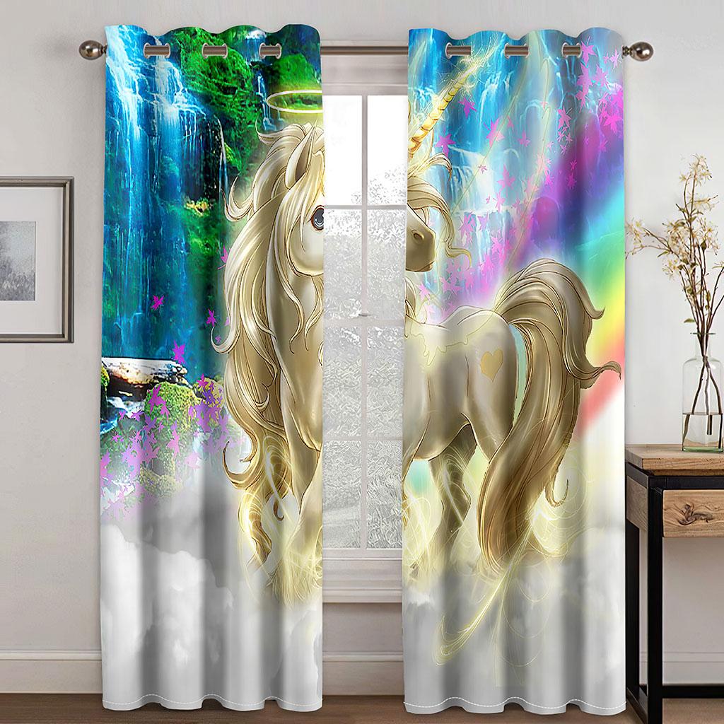 Блэкаут шторы для гостиной спальни кухни Фантастические шторы с единорогом Затемняющие портьеры Cortinas Para La Sala