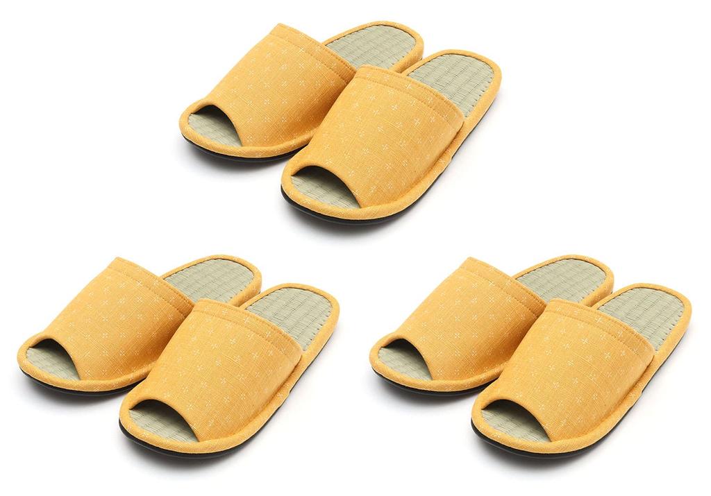 Japanese Cross Mosquito Kasuri Pattern Tatami Set of 3 [Lifestyle] Japanese-made Front-Opening Slippers, Large, [Kahoku Slippers, Kahoku, Yamagata,